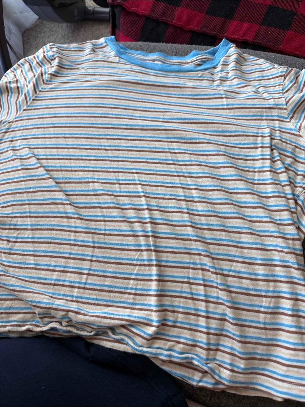 aerie Short-Sleeve Tee in Blue, Brown and Cream Stripes